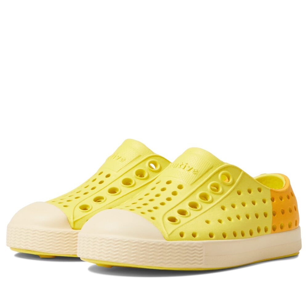 NATIVE SHOES, JEFFERSON CHILD, KIDS LIGHTWEIGHT SNEAKER, CRAYON YELLOW/SHELL WHI